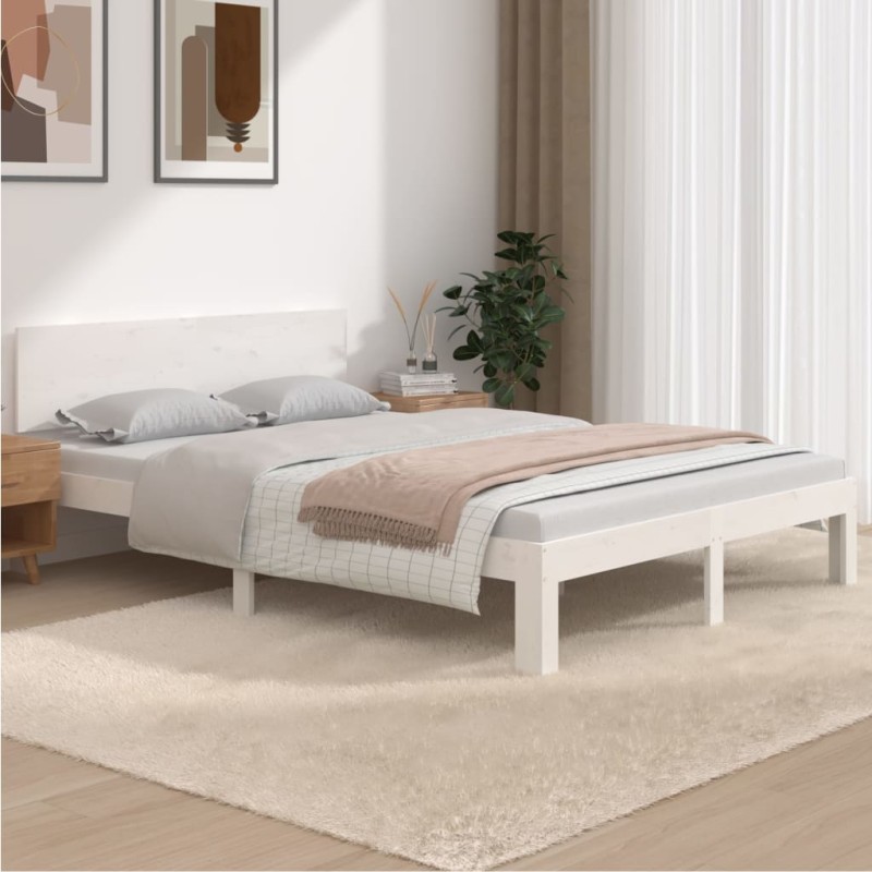 vidaXL Giroletto Bianco Legno Massello 135x190 cm 4FT6 Double vidaXL Giroletto Bianco Legno Massello 135x190 cm 4FT6 Double