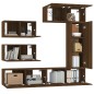 Set Mobili Porta TV 6 pz Rovere Marrone in Legno Multistrato Set Mobili Porta TV 6 pz Rovere Marrone in Legno Multistrato