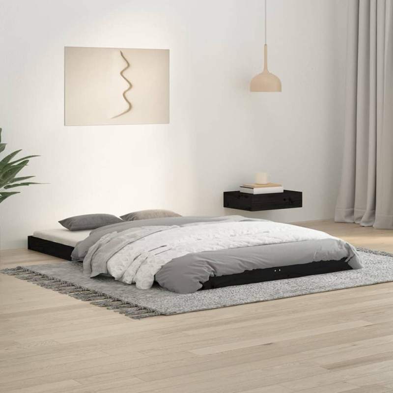 vidaXL Giroletto Nero 120x190cm Legno Massello Pino 4FT Small Double