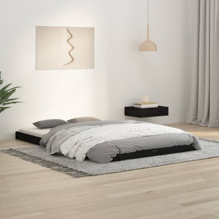 vidaXL Giroletto Nero 120x190cm Legno Massello Pino 4FT Small Double
