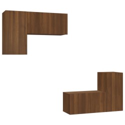 Set Mobili Porta TV 4 pz Rovere Marrone in Legno Multistrato