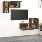 Set Mobili Porta TV 4 pz Rovere Marrone in Legno Multistrato Set Mobili Porta TV 4 pz Rovere Marrone in Legno Multistrato
