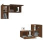Set Mobili Porta TV 4 pz Rovere Marrone in Legno Multistrato Set Mobili Porta TV 4 pz Rovere Marrone in Legno Multistrato