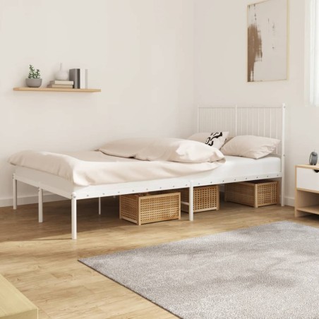 vidaXL Giroletto con Testiera in Metallo Bianco 120x200 cm