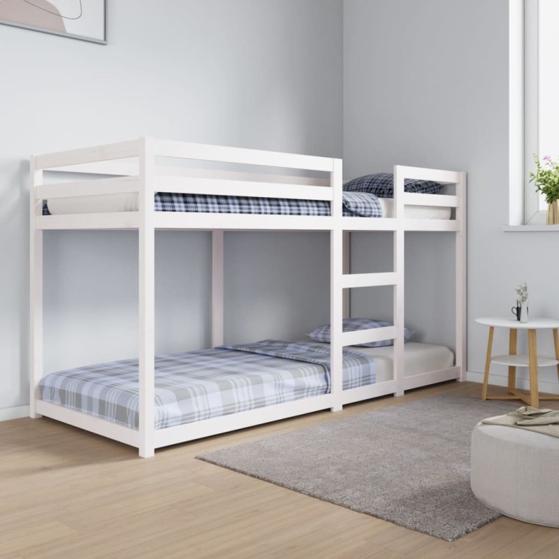 vidaXL Letto a Castello Bianco 80x200 cm in Legno Massello di Pino vidaXL Letto a Castello Bianco 80x200 cm in Legno Massello di Pino