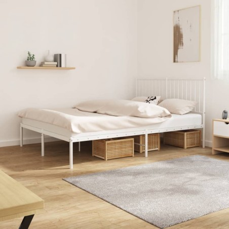 vidaXL Giroletto con Testiera Metallo Bianco 135x190 cm