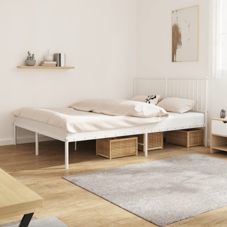 vidaXL Giroletto con Testiera Metallo Bianco 150x200 cm
