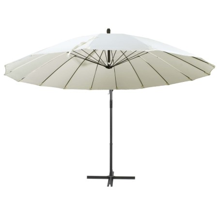 vidaXL Ombrellone a Sbalzo Bianco 3 m Palo in Alluminio