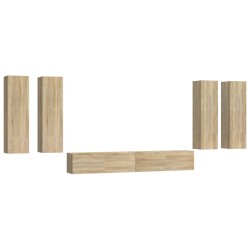 Set di Mobili Porta TV 6 pz Rovere Sonoma in Legno Multistrato