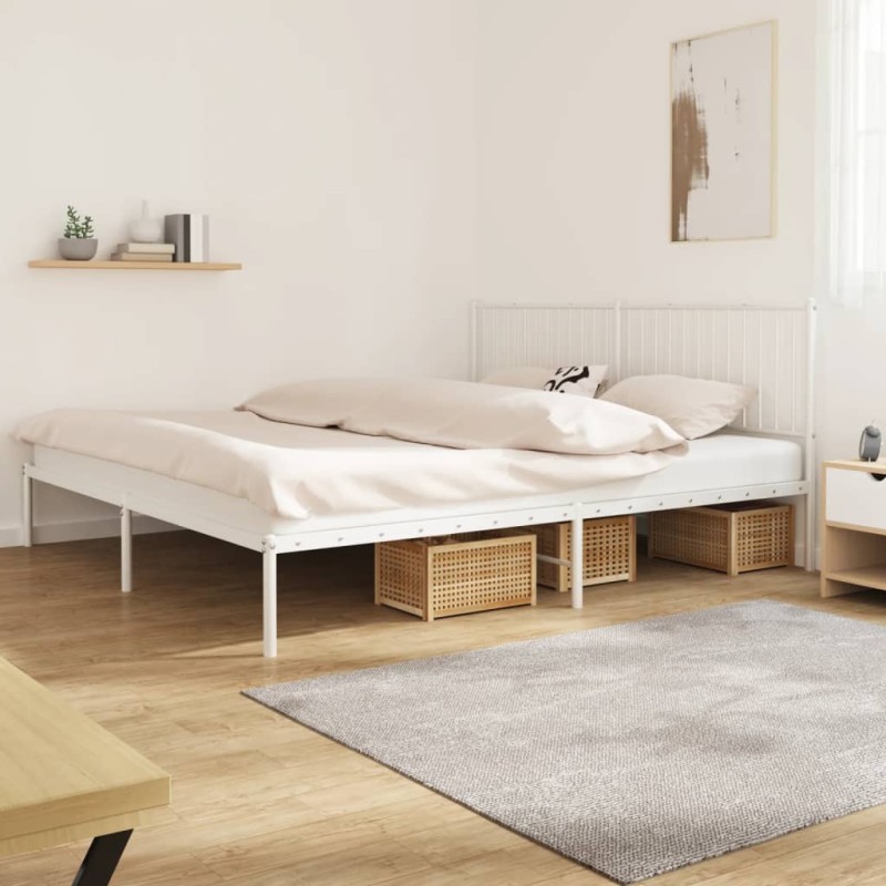 vidaXL Giroletto con Testiera Metallo Bianco 200x200 cm