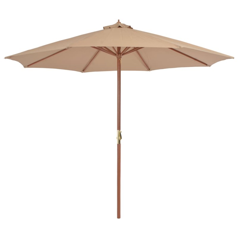 vidaXL Ombrellone da Esterni con Palo in Legno 300 cm Grigio Talpa