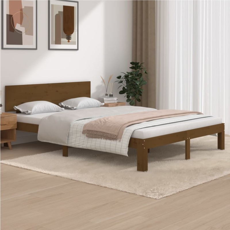 vidaXL Giroletto Marrone Miele in Legno Massello di Pino 140x200 cm vidaXL Giroletto Marrone Miele in Legno Massello di Pino 140x200 cm