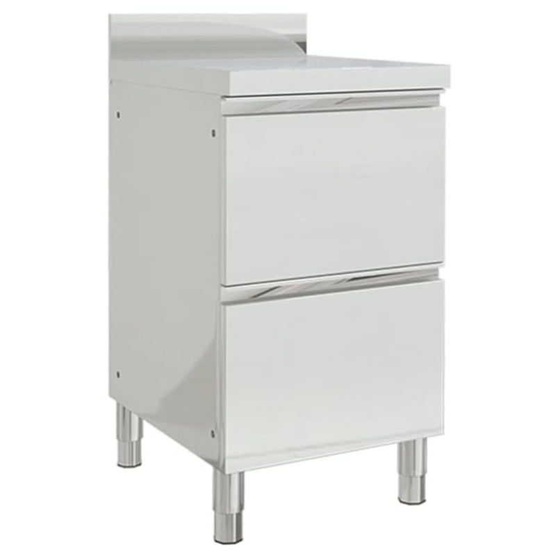 vidaXL Mobiletto da Cucina Commerciale con 2 Cassetti in Acciaio Inox vidaXL Mobiletto da Cucina Commerciale con 2 Cassetti in Acciaio Inox