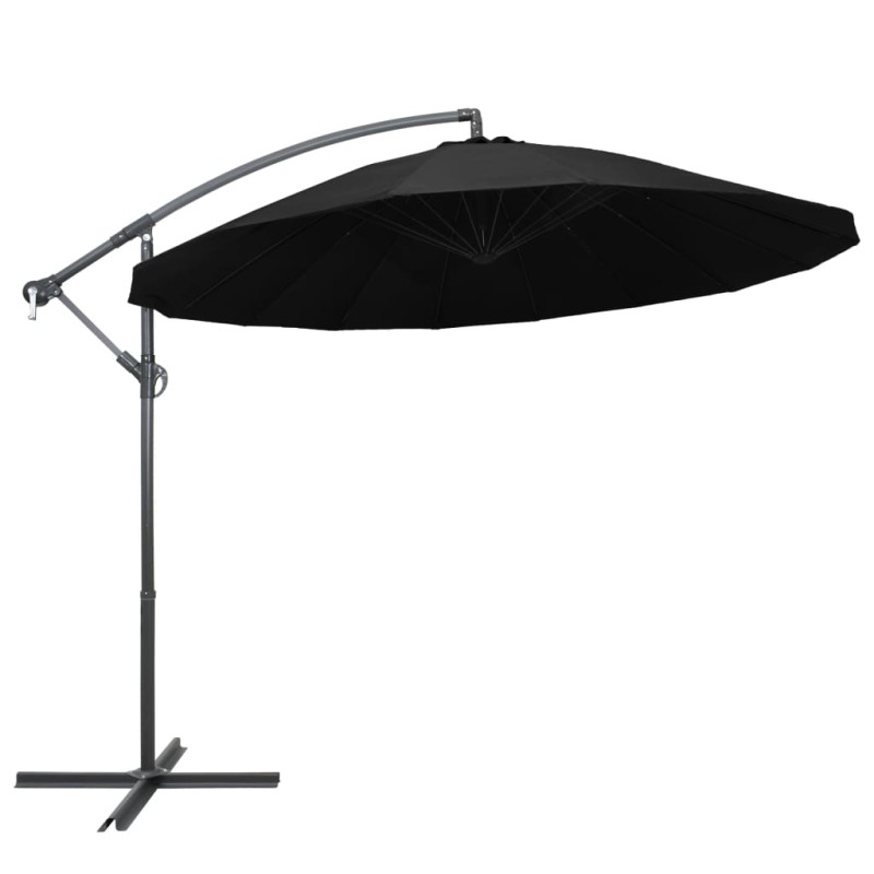 vidaXL Ombrellone a Sbalzo Nero 3 m Palo in Alluminio vidaXL Ombrellone a Sbalzo Nero 3 m Palo in Alluminio