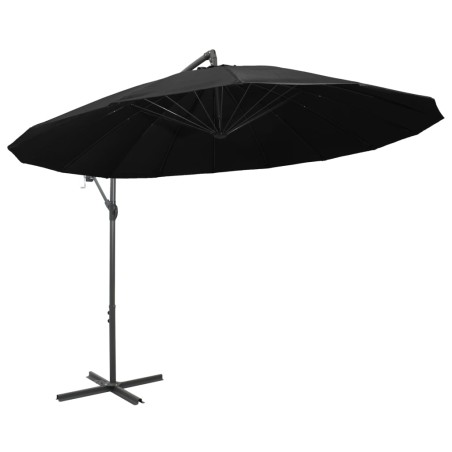 vidaXL Ombrellone a Sbalzo Nero 3 m Palo in Alluminio