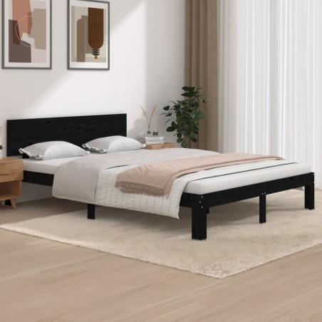vidaXL Giroletto Nero in Legno Massello di Pino 140x200 cm