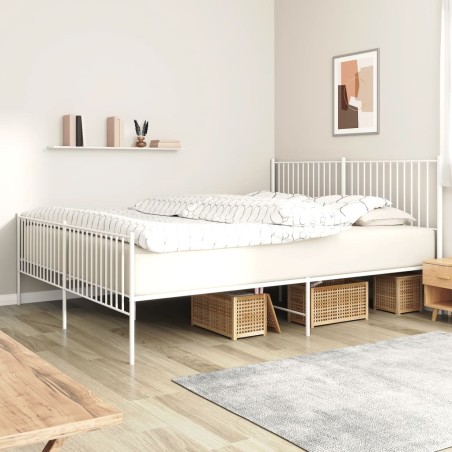 vidaXL Giroletto con Testiera e Pediera Metallo Bianco 193x203 cm