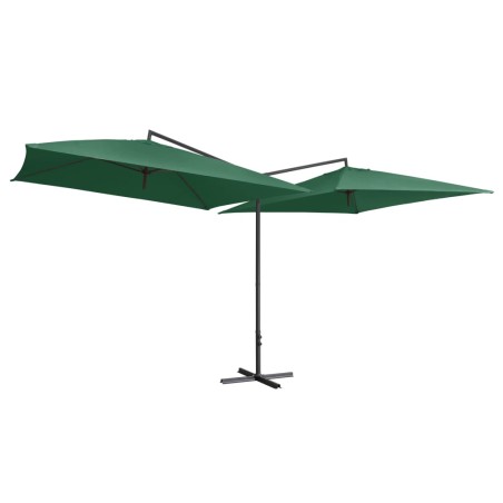 vidaXL Ombrellone Doppio con Palo in Acciaio 250x250 cm Verde