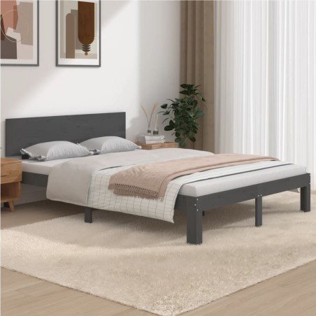 vidaXL Giroletto Grigio in Legno Massello 150x200 cm 5FT King Size