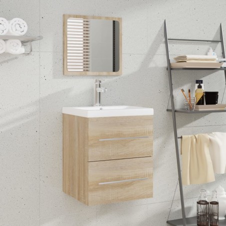 vidaXL Mobile da Bagno con Specchio Rovere Sonoma 41x38,5x48 cm 