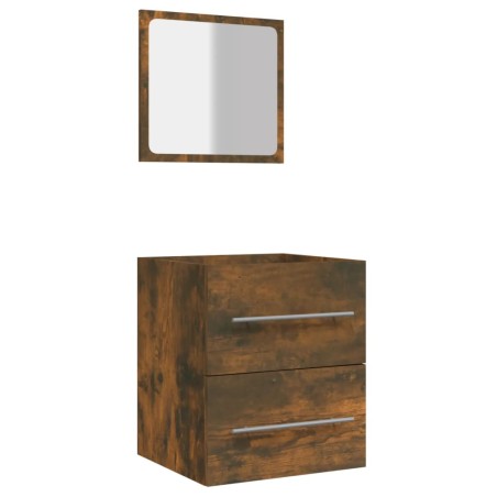vidaXL Mobile da Bagno con Specchio Rovere Fumo 41x38,5x48 cm 