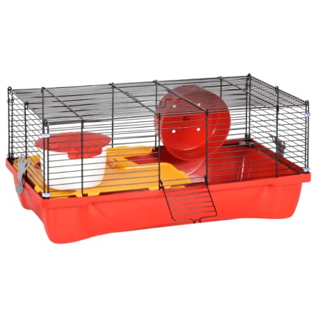 vidaXL Gabbia per Criceti Rossa 58x32x36 cm in Polipropilene e Metallo