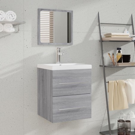 vidaXL Mobile da Bagno con Specchio Grigio Sonoma 41x38,5x48 cm 