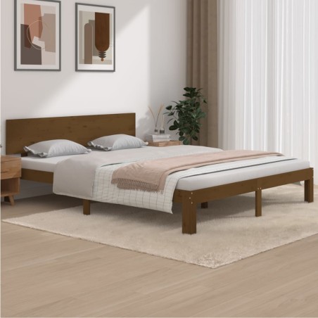 vidaXL Giroletto Marrone Miele in Legno Massello di Pino 160x200 cm