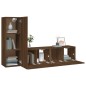 Set Mobili Porta TV 3 pz Rovere Marrone in Legno Multistrato Set Mobili Porta TV 3 pz Rovere Marrone in Legno Multistrato