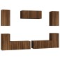 Set Mobili Porta TV 7 pz Rovere Marrone in Legno Multistrato