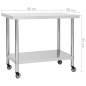 vidaXL Tavolo da Lavoro Cucina con Ruote 80x60x85 cm in Acciaio Inox