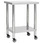 vidaXL Tavolo da Lavoro Cucina con Ruote 80x30x85 cm in Acciaio Inox vidaXL Tavolo da Lavoro Cucina con Ruote 80x30x85 cm in Acciaio Inox