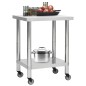 vidaXL Tavolo da Lavoro Cucina con Ruote 80x30x85 cm in Acciaio Inox vidaXL Tavolo da Lavoro Cucina con Ruote 80x30x85 cm in Acciaio Inox