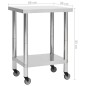vidaXL Tavolo da Lavoro Cucina con Ruote 80x30x85 cm in Acciaio Inox vidaXL Tavolo da Lavoro Cucina con Ruote 80x30x85 cm in Acciaio Inox