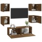 Set di Mobili TV a Parete Rovere Marrone in Legno Multistrato Set di Mobili TV a Parete Rovere Marrone in Legno Multistrato