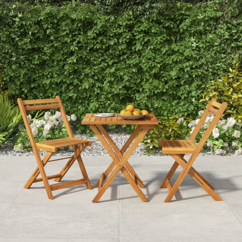 vidaXL Set Bistrò Pieghevole 3pz in Legno Massello di Acacia vidaXL Set Bistrò Pieghevole 3pz in Legno Massello di Acacia