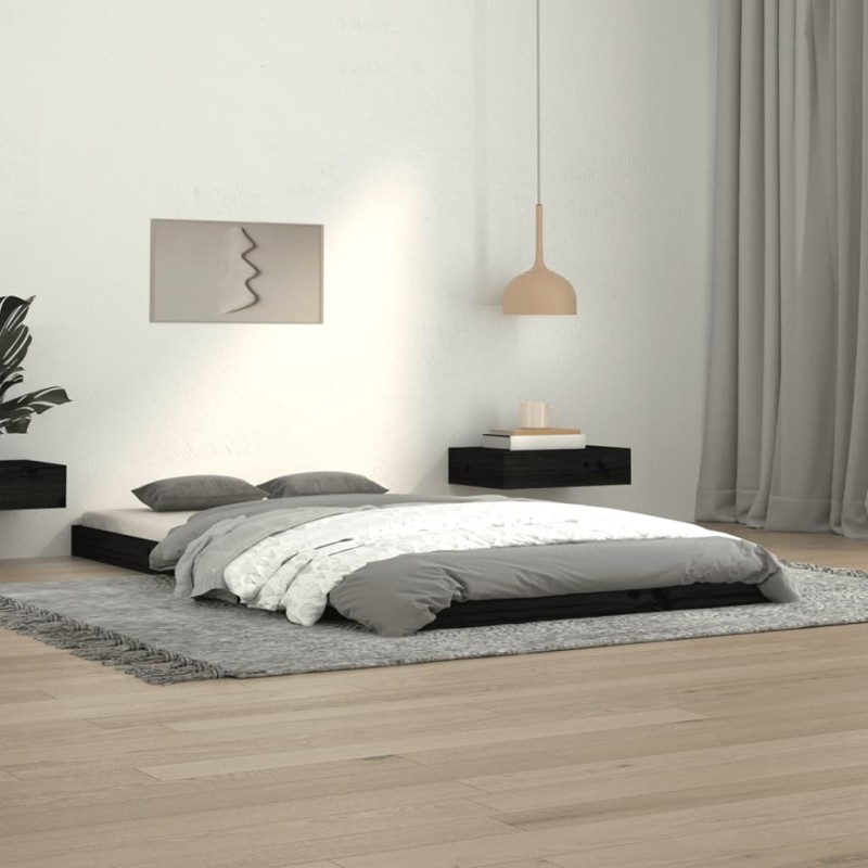 vidaXL Giroletto Nero 100x200 cm in Legno Massello di Pino vidaXL Giroletto Nero 100x200 cm in Legno Massello di Pino