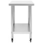 vidaXL Tavolo da Lavoro Cucina con Ruote 100x45x85 cm in Acciaio Inox