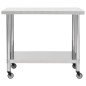 vidaXL Tavolo da Lavoro Cucina con Ruote 100x60x85 cm in Acciaio Inox vidaXL Tavolo da Lavoro Cucina con Ruote 100x60x85 cm in Acciaio Inox