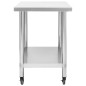 vidaXL Tavolo da Lavoro Cucina con Ruote 100x60x85 cm in Acciaio Inox vidaXL Tavolo da Lavoro Cucina con Ruote 100x60x85 cm in Acciaio Inox