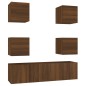 Set Mobili Porta TV 6 pz Rovere Marrone in Legno Multistrato Set Mobili Porta TV 6 pz Rovere Marrone in Legno Multistrato