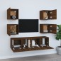 Set Mobili Porta TV 6 pz Rovere Marrone in Legno Multistrato Set Mobili Porta TV 6 pz Rovere Marrone in Legno Multistrato
