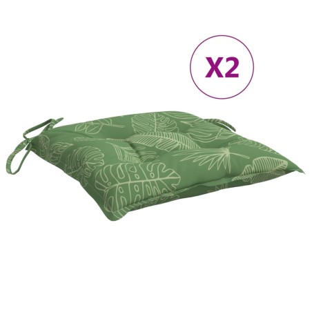 vidaXL Cuscini per Sedia 2 pz Motivo a Foglie 40x40x7 cm Tessuto