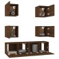 Set Mobili Porta TV 6 pz Rovere Marrone in Legno Multistrato Set Mobili Porta TV 6 pz Rovere Marrone in Legno Multistrato
