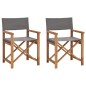 vidaXL Sedie da Regista Pieghevoli 2 pz Grigio Legno Massello di Teak vidaXL Sedie da Regista Pieghevoli 2 pz Grigio Legno Massello di Teak