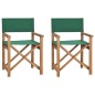 vidaXL Sedie da Regista Pieghevoli 2 pz Verde Legno Massello di Teak vidaXL Sedie da Regista Pieghevoli 2 pz Verde Legno Massello di Teak