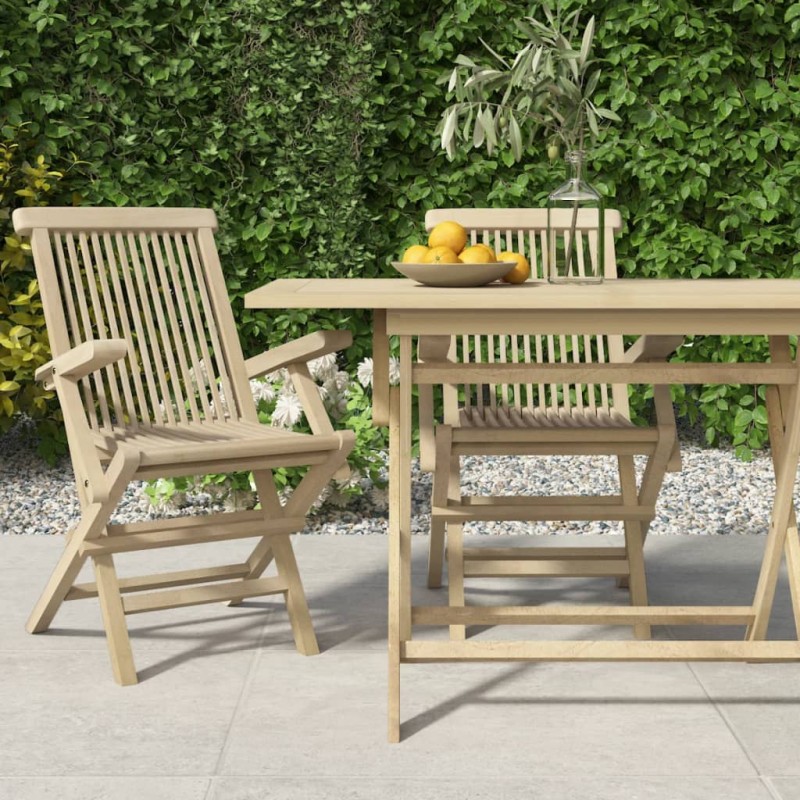 vidaXL Sedie Giardino Pieghevoli 2pz Grigie 56x61x89 cm Massello Teak vidaXL Sedie Giardino Pieghevoli 2pz Grigie 56x61x89 cm Massello Teak