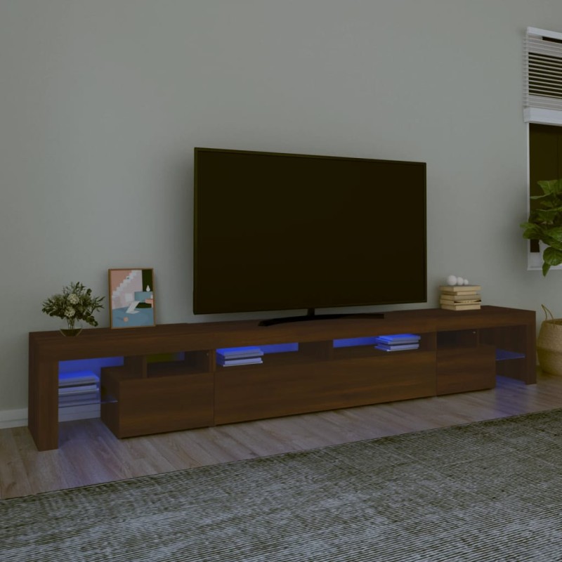 Mobile Porta TV con Luci LED Rovere Marrone 260x36,5x40 cm Mobile Porta TV con Luci LED Rovere Marrone 260x36,5x40 cm