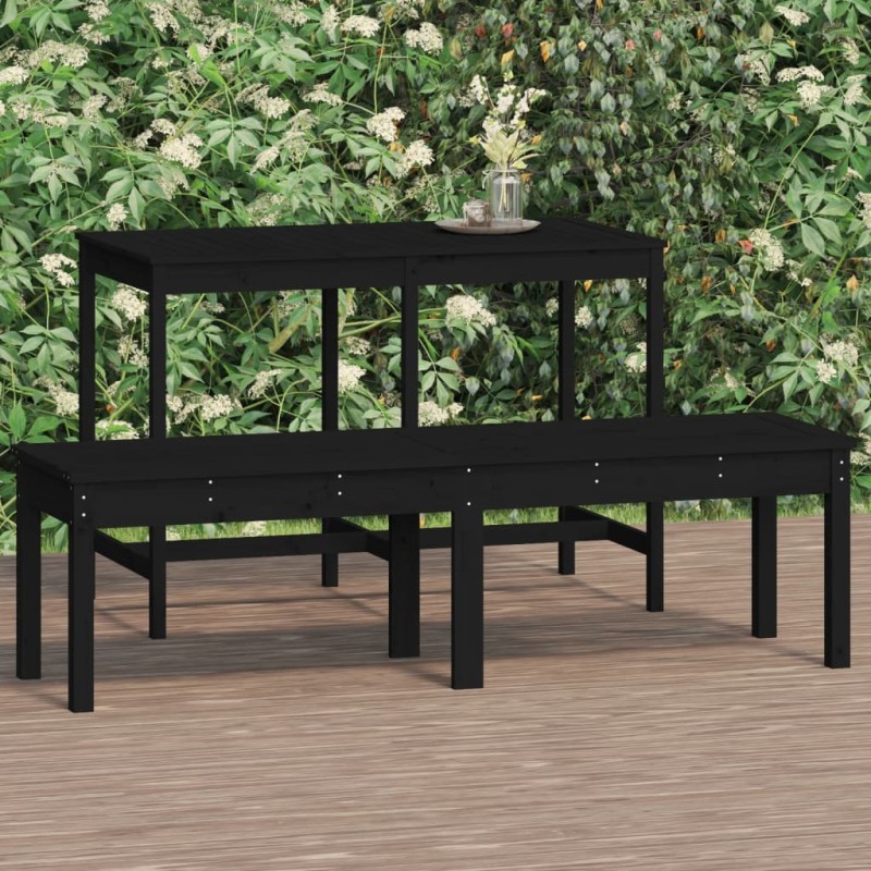 vidaXL Panca Giardino 2 Posti Nera 159,5x44x45cm Legno Massello Pino vidaXL Panca Giardino 2 Posti Nera 159,5x44x45cm Legno Massello Pino