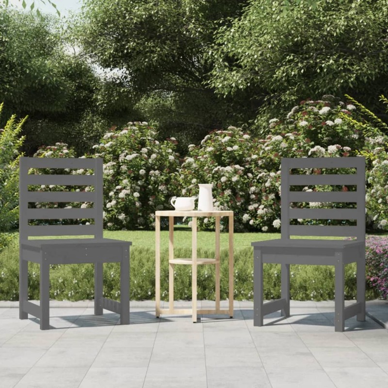 vidaXL Sedie da Giardino 2pz Grigie 40,5x48x91,5cm Legno Massello Pino vidaXL Sedie da Giardino 2pz Grigie 40,5x48x91,5cm Legno Massello Pino